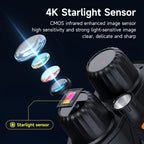 Binoculares de visión nocturna 4K HD, gafas de visión nocturna con pantalla de 3 pulgadas y linterna, adecuadas para la caza al aire libre en la oscuridad, seguridad para acampar, observación de la vida silvestre, zoom digital 10X, batería incorporada de