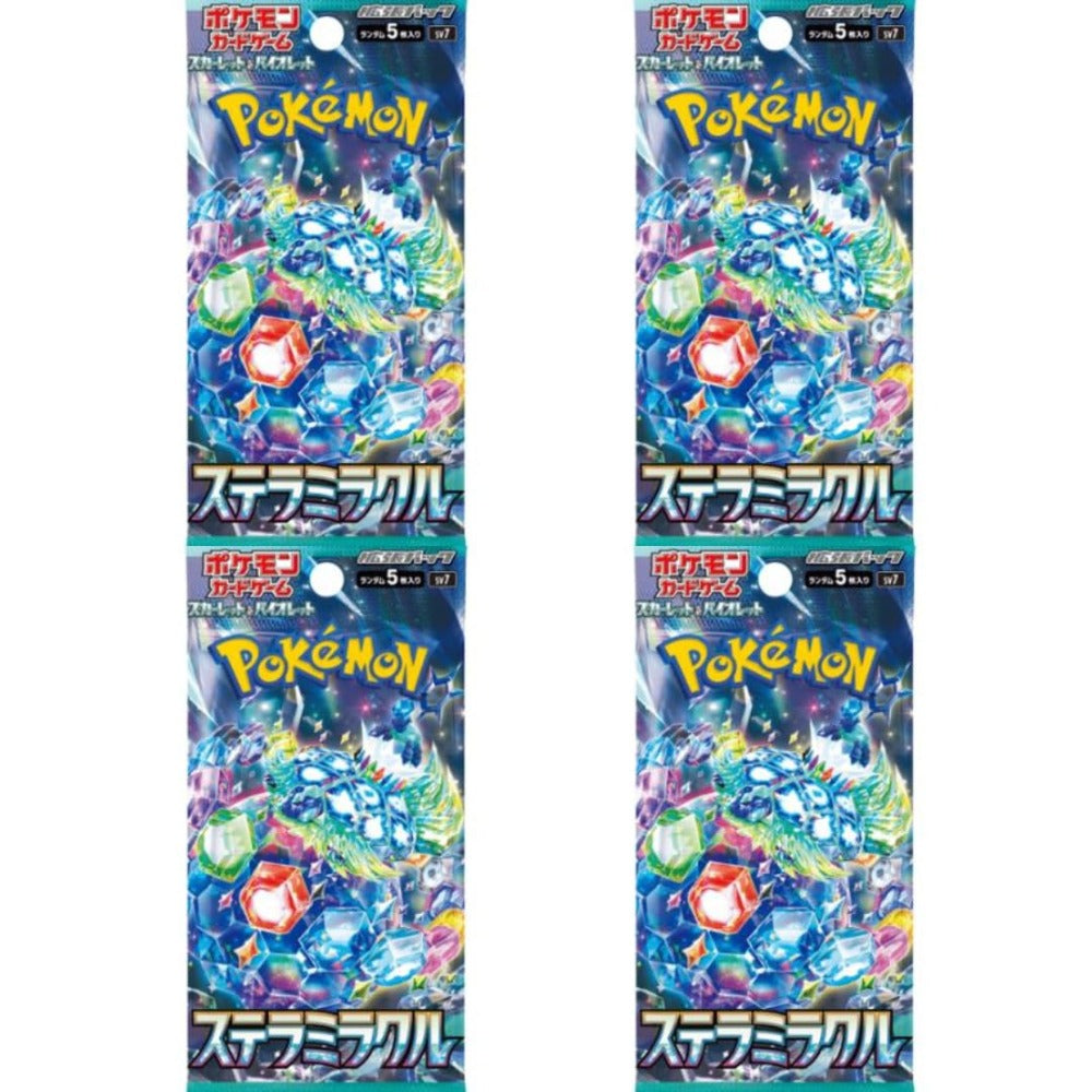 4X Pokémon Estrella Milagro Sv7 Booster - con 4 Boosters de 5 Cartas Cada Uno - JAPONES