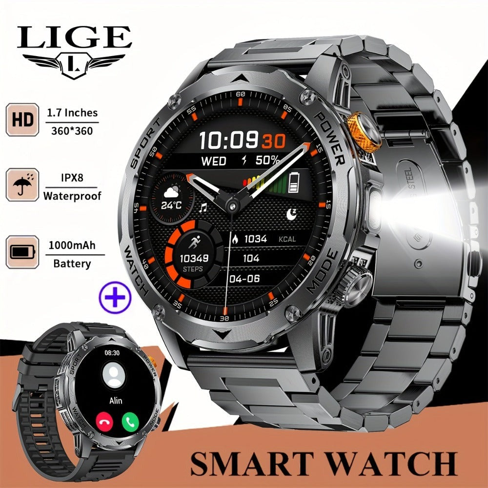 SIEMORL Smartwatch para hombre con más de 50 horas de tiempo de espera ultra largo, reloj inteligente HD de 1.7 pulgadas con batería de 1000 mAh/Función de teléfono/Más de 110 modos deportivos/Monitoreo del sueño, Reloj para hombre para iPhone Android Pod