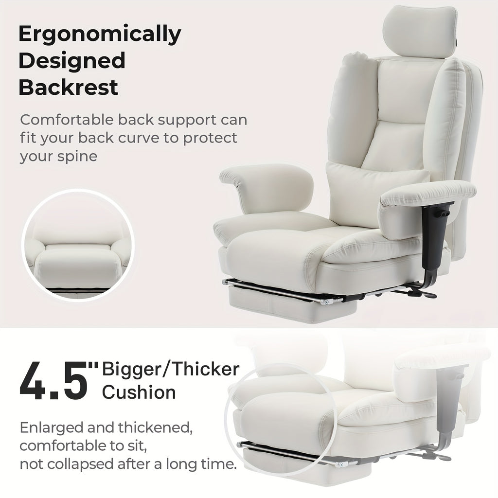 Silla de oficina | Silla de Oficina | Silla Ergonómica para Oficina | Silla Giratoria para Escritorio | Silla de Oficina en Beige,, Blanco