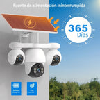 Cámara de seguridad exterior de 8MP con sistema PTZ de triple lente, /inclinación de 355°, detección humana PIR, audio bidireccional, visión nocturna a todo color, cámara WiFi adecuada para vigilancia empresarial, aplicación y notificaciones de alarma
