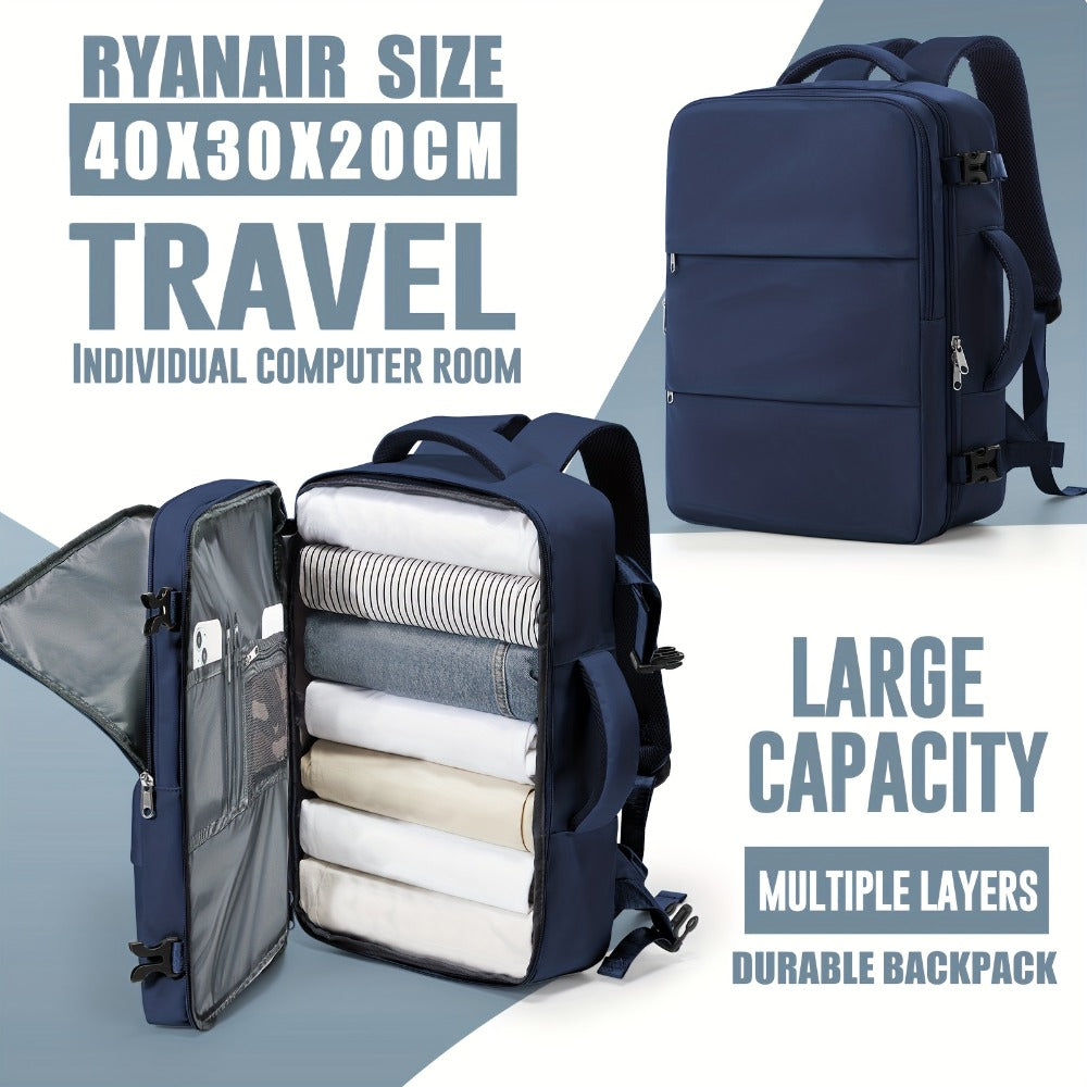 Mochila de Viaje 40X30X20 CM, Dimensiones Ryanair 40X30X20 CM Mochila de Cabina/Mochila de Equipaje/Mochila de Aviación, Convertible de Mano, Ligera Ideal para Viajes Cortos, Se Adapta Fácilmente Debajo de los Asientos, Mochila Portátil para Laptop de 14"