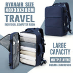 Mochila de Viaje 40X30X20 CM, Dimensiones Ryanair 40X30X20 CM Mochila de Cabina/Mochila de Equipaje/Mochila de Aviación, Convertible de Mano, Ligera Ideal para Viajes Cortos, Se Adapta Fácilmente Debajo de los Asientos, Mochila Portátil para Laptop de 14"