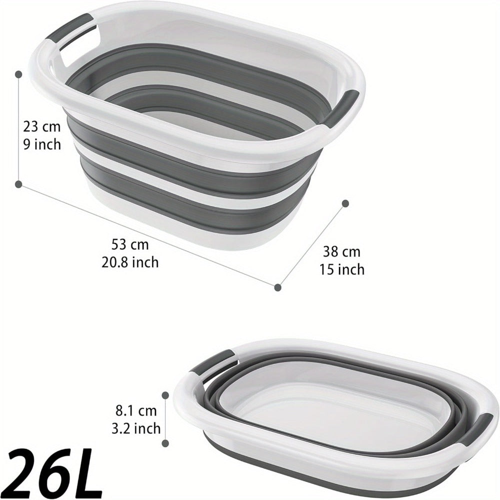 Canasta de Lavandería Plegable de 26L/40L Hecha de PP + TPE, Canasta de Lavado Ahorradora de Espacio con Asas, Contenedor Portátil para Lavado y Almacenamiento en Casa, Camping, Cestas de Lavandería