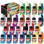 Un set de pinturas para aerógrafo en 12, 24 o 36 colores, cada una de 10 ml/0.33 oz, perfecto para diversas técnicas de pintura, incluyendo pintura al óleo, pintura a mano y proyectos. Ideal para principiantes y aficionados, así como para cerámica y arte.