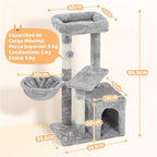 Costoffs Árbol de Gato con Plataforma de Altura de 87 Cm Árbol de Escalada con Cueva Cesta Postes de Sisal