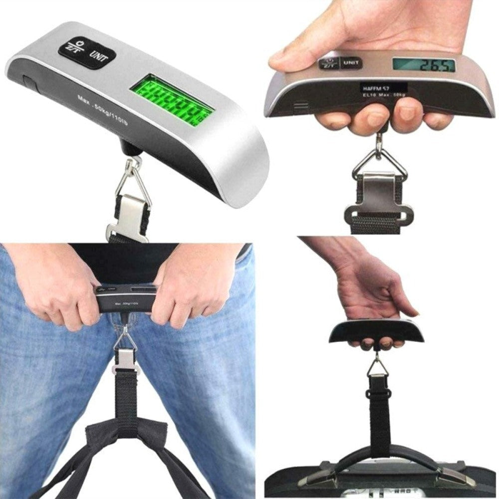 Báscula para equipaje, báscula electrónica, báscula portátil, báscula de gancho, báscula para paquetes, mini báscula colgante de 50 kg, báscula de resorte portátil, báscula de pesca - Batería no incluida