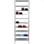 Estante para Zapatos de 10 Niveles, Organizador Robusto y Ahorrador de Espacio, Soporte para 20 Pares de Zapatos, Cubierta para Sala o Pasillo