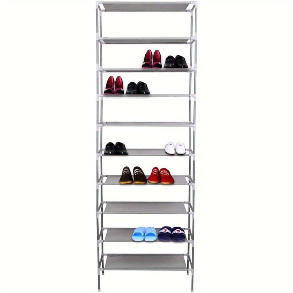 Estante para Zapatos de 10 Niveles, Organizador Robusto y Ahorrador de Espacio, Soporte para 20 Pares de Zapatos, Cubierta para Sala o Pasillo