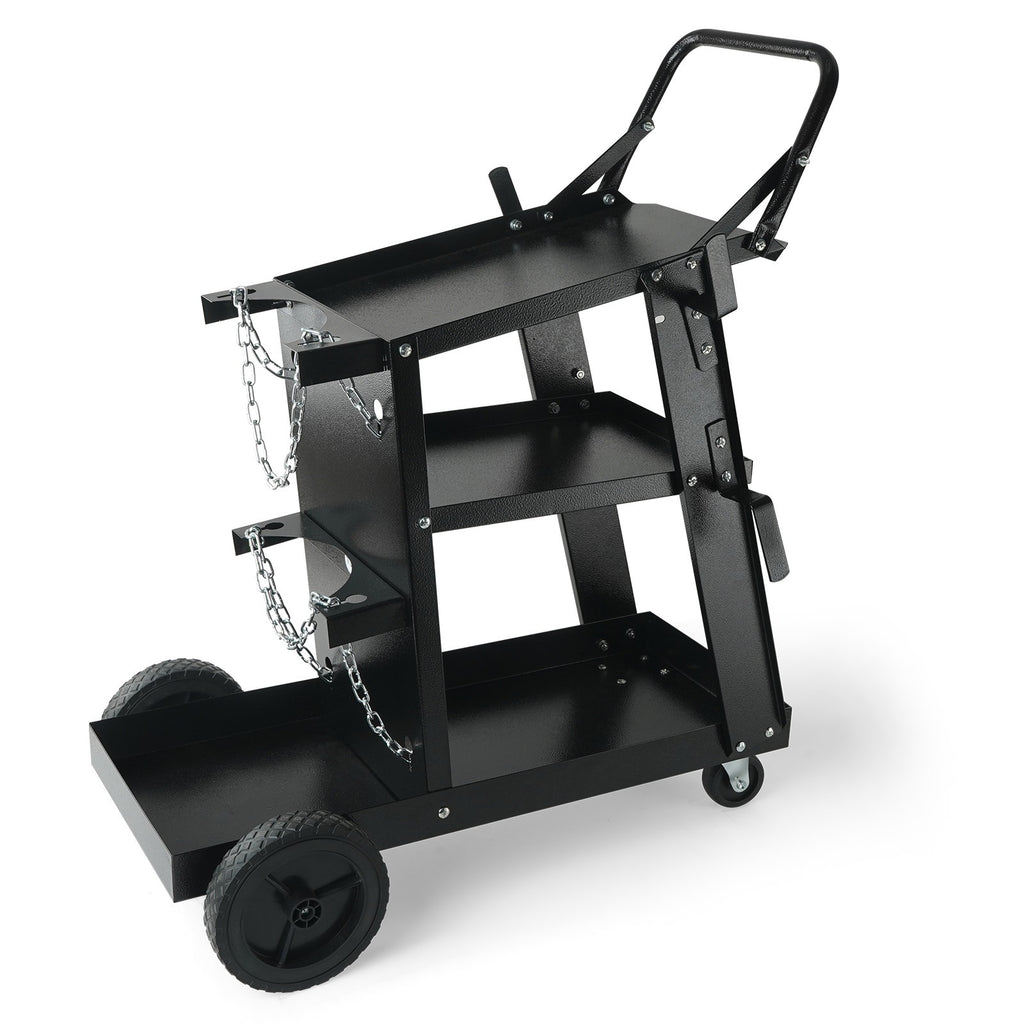 Carro para soldar VEVOR de 3 niveles con gran capacidad de carga de 400 libras, ruedas giratorias de 360°, cadenas de seguridad para almacenamiento de tanques, carro para soldar MIG con ruedas para máquinas de soldar TIG, ARC, MMA y cortadoras de plasma
