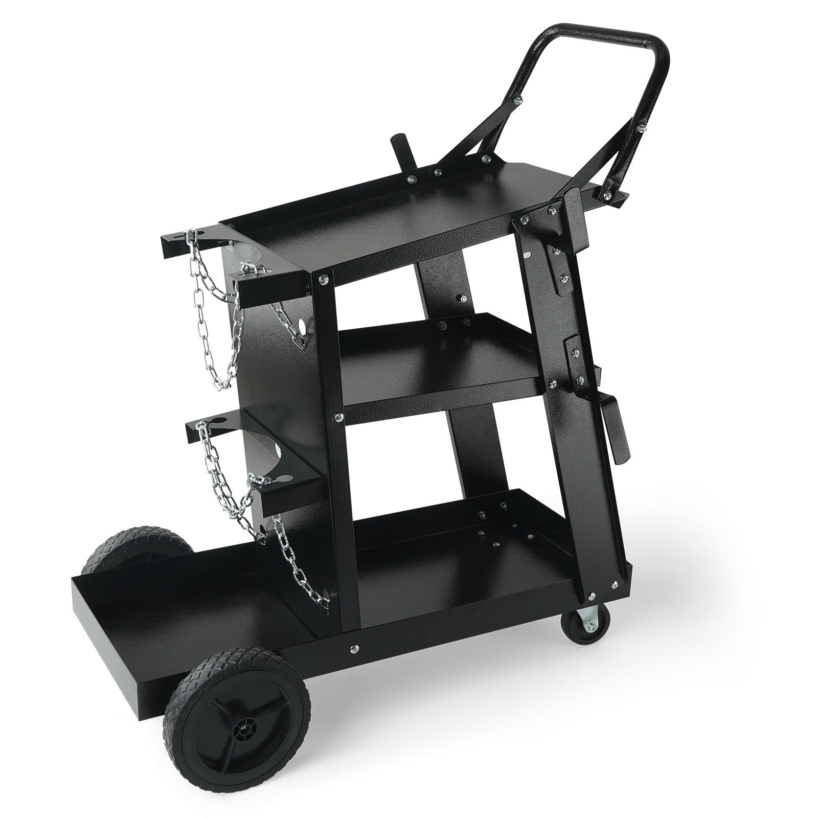 Carro para soldar VEVOR de 3 niveles con gran capacidad de carga de 400 libras, ruedas giratorias de 360°, cadenas de seguridad para almacenamiento de tanques, carro para soldar MIG con ruedas para máquinas de soldar TIG, ARC, MMA y cortadoras de plasma