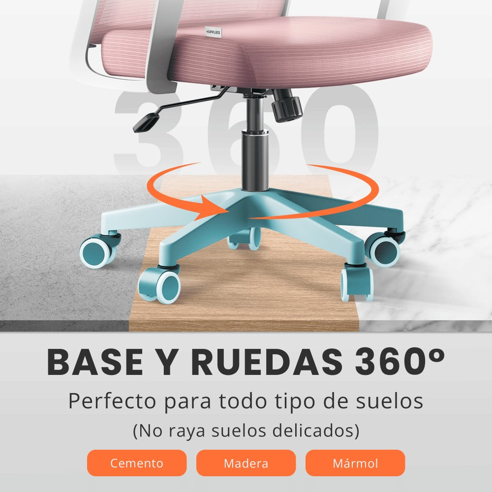 RELAXTY Silla de Oficina Ergonómica – Ajustable y Reclinable con Reposacabezas, Soporte Lumbar, Malla Transpirable y Ruedas 360° | Soporta Hasta 100 kg