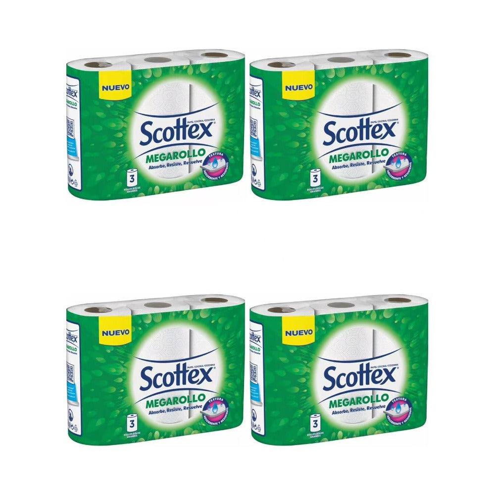 12 rollos Scottex Megarollo Papel de cocina 12 rollos