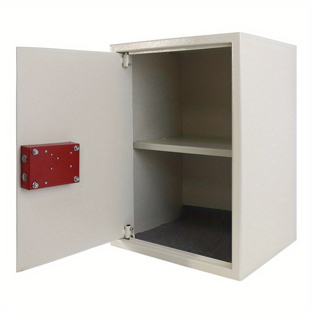 Caja Fuerte para Muebles con Doble Candado de Pestaña, Puerta Colgante de Acero, 2 Llaves, para Caravanas, Armarios y Gabinetes de Oficina, Color Plateado, Tamaño S 31 x 20 x 20 cm / XL 35 x 31 x 50 cm