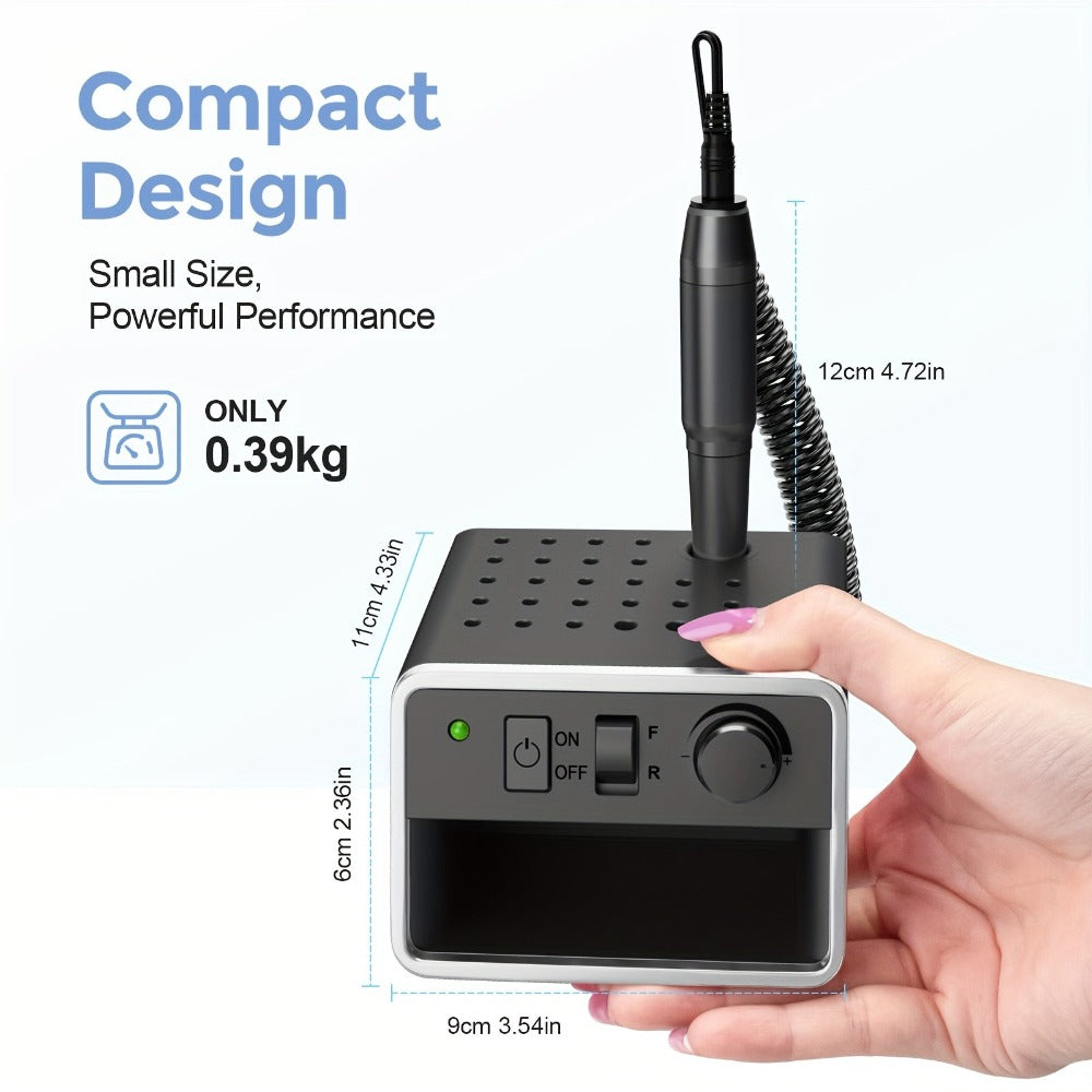 Máquina de Uñas Portátil para el Hogar, Host Alimentado por USB hasta 20,000 RPM + 6 Tipos de Brocas + Juego de 106 Anillos de Hilo, Diseño Ligero Más Conveniente para Llevar, ¡Abre el Salón de Uñas en Cualquier Momento, en Cualquier Lugar!