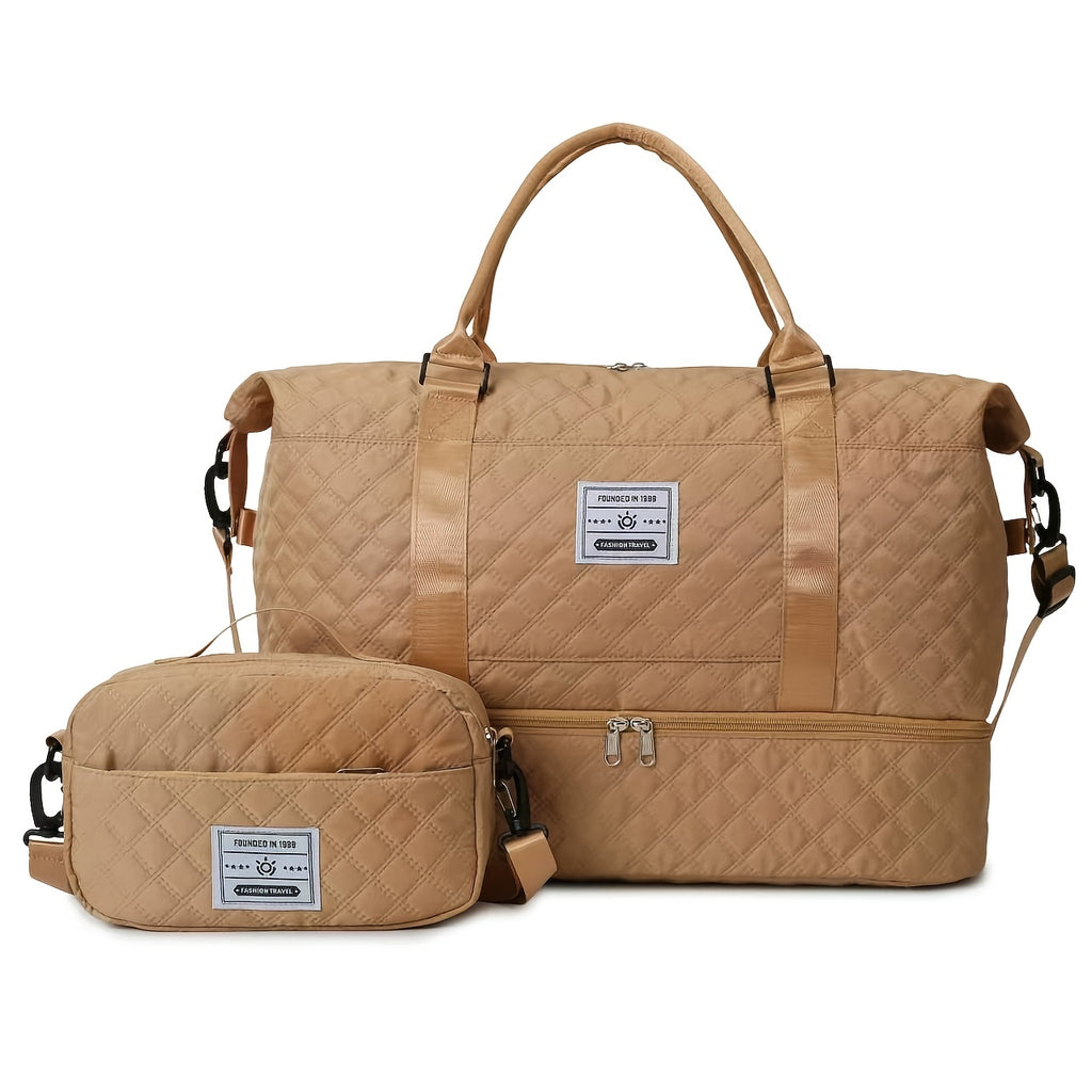 Juego de 2 bolsas de almacenamiento para equipaje, ligeras y plegables, expandibles, bolsa de viaje portátil para fin de semana y pernoctación, bolsa de fin de semana, bolsa de hospital, bolso tote para mujer para viajes de negocios, viajes, deportes, sen