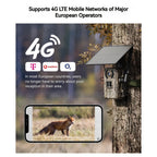 Cámara de Senderismo 4G LTE con Tarjeta SIM - Carga Solar / Alarma Extrema de 0.2s + Visión Nocturna Sin Luz, Acceso Remoto y Reproducción por Teléfono, Monitoreo 24/7, No Requiere Wi-Fi