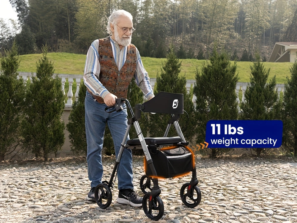 Andador rollator plegable con asiento 136.08 kg 20.32 cm | Movilidad, paseo y apoyo diario