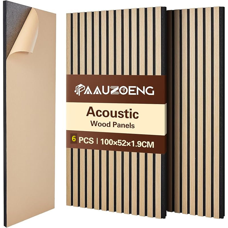 Paneles Acústicos Autoadhesivos Juego de 2 piezas 4 piezas 6 piezas 8 piezas 100X52Cm, Paneles de Pared Insonorizantes con Reducción de Eco Hechos de Veneración de Madera - Paneles Acústicos de Madera para Decoración de Pared Sala de Estar, Oficina y Ofic