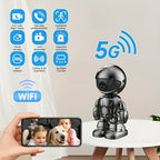 Cámara de Robot para Smartphone HD de 3MP, Cámaras Interiores con Audio y Video, Cámaras de Seguridad Inalámbricas para Interiores y Exteriores, Cámara para Mascotas para Gato Perro, Cámara de Vigilancia de 360 Grados con Visión Nocturna para Dormitorio,
