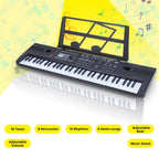 Piano electrónico de 61 teclas, piano ideal para principiantes, piano electrónico portátil, con 16 tonos, 8 efectos de sonido de percusión, 10 ritmos, 6 demostraciones, altavoces incorporados, sonido de alta calidad, es la mejor opción para entusiastas de
