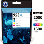 Cartuchos de tinta compatibles 953XL para impresora HP, incluye un multipack para varios modelos Officejet Pro como 7720, 7740, 8710, 8715, 8740, 8720, 8718, 7730, 8728, 8719 y 8730 (Juego de cuatro)