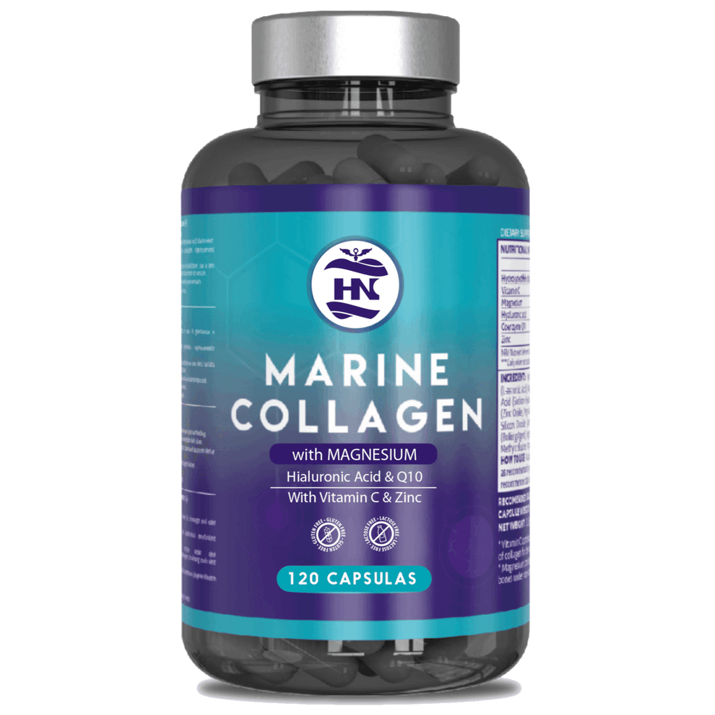 Colágeno Marino Hidrolizado con Ácido Hialurónico, Coenzima Q10, Vitamina C y Zinc | Complemento Alimenticio para el Cuidado de la Piel y Bienestar General