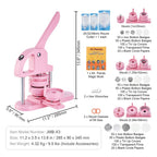 Máquina para hacer botones VEVOR, 1/1.25/2.28 pulgadas (25/32/58 mm) 3-en-1 para hacer pines, 300 piezas para botones, máquina para hacer botones con libro mágico de Panda, kit de prensa de perforación con mango en arco ergonómico, para regalos de bricola