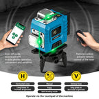 1 Juego de Nivel Láser de 16 Líneas con Nivelación Automática, Herramienta de Nivel Láser de Línea Cruzada Verde 4D de 4x360°, Trípode como Accesorio Opcional, Para Construcción y Colgar Cuadros