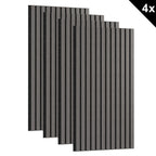 Conjunto de paneles acústicos de 4 piezas, paneles de pared hechos de chapa de madera auténtica, paneles acústicos de listones para paredes, paneles de madera en relieve 3D y fieltro acústico, tamaño 120 x 60 cm, color madera antracita marrón