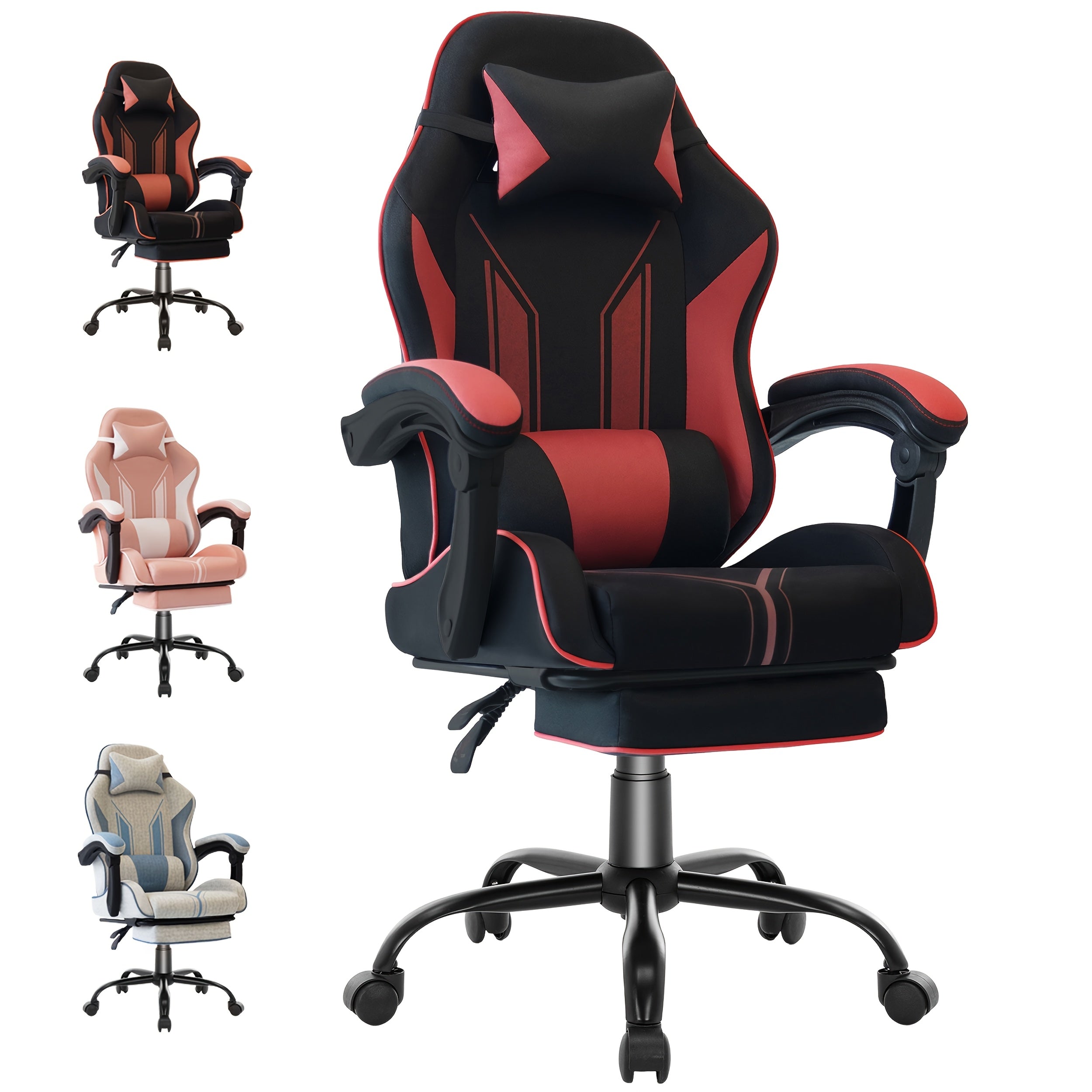 Silla Gaming Ergonómica con Reposapiés y Soporte Lumbar Ajustable, Ideal para Adultos en la Oficina en Casa o Configuración de Gaming - Color Gris