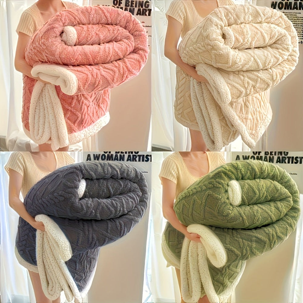 Manta de Pelo Sintético de Tejido Jacquard Premium - Textura Ultra Suave como Terciopelo, Hipoalergénica y Antiestática - Bordes Doble Costura para Mayor Durabilidad - Calidez Invernal Acogedora - Lavable a Máquina, Ligera, Ideal para Regalos de Fiestas y