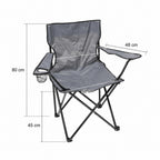 Pack de 2 Sillas de Camping Plegable, Silla Portátil Resistente para Exterior, Jardin, Playa, Terraza, Con Reposabrazos, Fácil Transporte 80x45x80cm