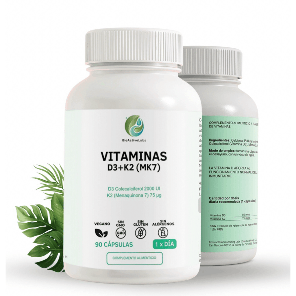 Vitamina D3 2000 UI + K2 MK7 by BioActiveLabs© - Huesos y Arterias 90 Cápsulas