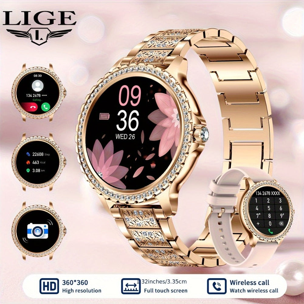 SIEMORL Smartwatch para Mujer con Pantalla Táctil Completa de 1.32 pulgadas, Smartwatch con Llamada Inalámbrica, Rastreador de Actividad Física con 20 Modos Deportivos, Diales Exclusivos, Relojes Inteligentes Impermeables para iPhone Android, Pulsera Depo