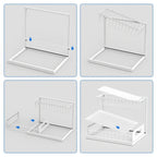 1 estante extraíble de doble capa para debajo del fregadero, estante multifuncional de acero al carbono para cocina y baño, adecuado para organizador de artículos esenciales y de limpieza - Negro/Blanco