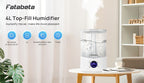Humidificador de 4L con llenado superior para dormitorio, hogar, habitación grande de 25-35 m², 30 horas de autonomía, salida de 270 ml/h, 3 niveles de niebla con control de humedad del 45 %-90 %, 30 dB de silencio, control remoto, apagado automático - Id