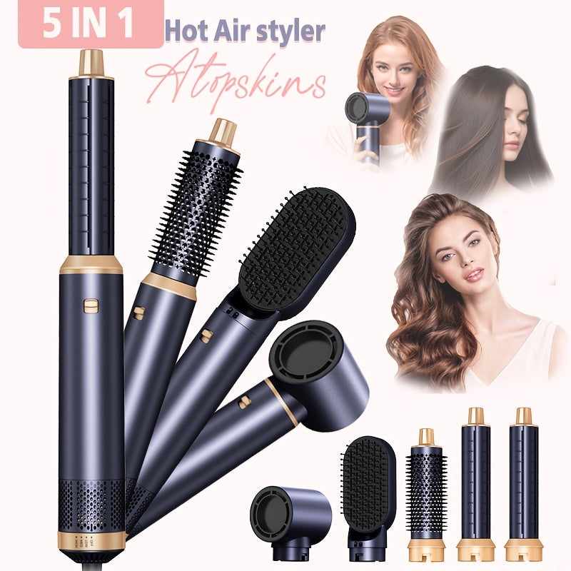Kit de secador de pelo UKLISS 5 en 1, 1000W, con difusor, rizador automático, alisado y peinado, secador de pelo para baño, cepillo térmico de aire desmontable, rizador de aire, envolvente para rizar, herramienta de alisado de cabello, regalo de San Valen