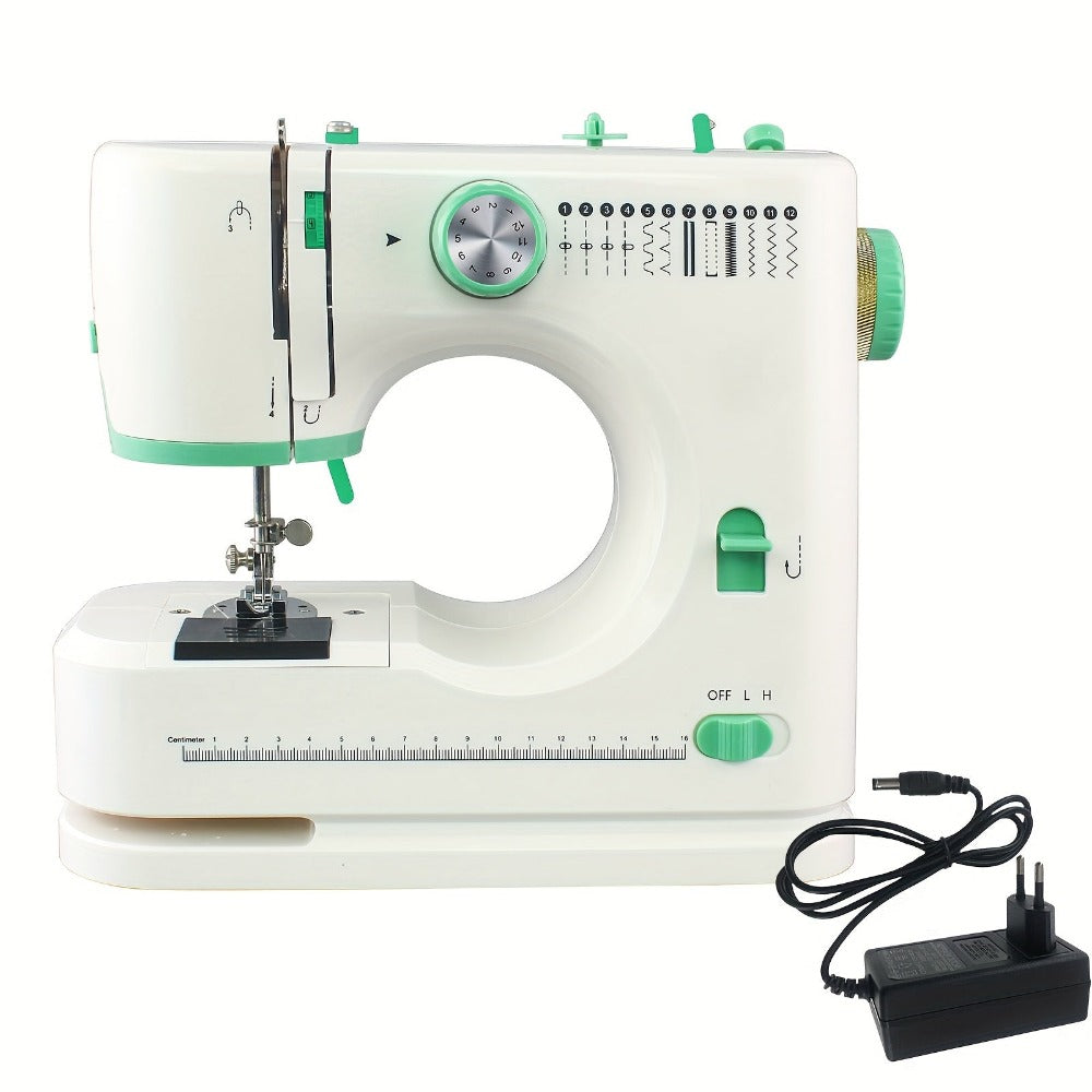 Máquina de coser compacta de 12 puntadas para uso doméstico con pedal, versión EU