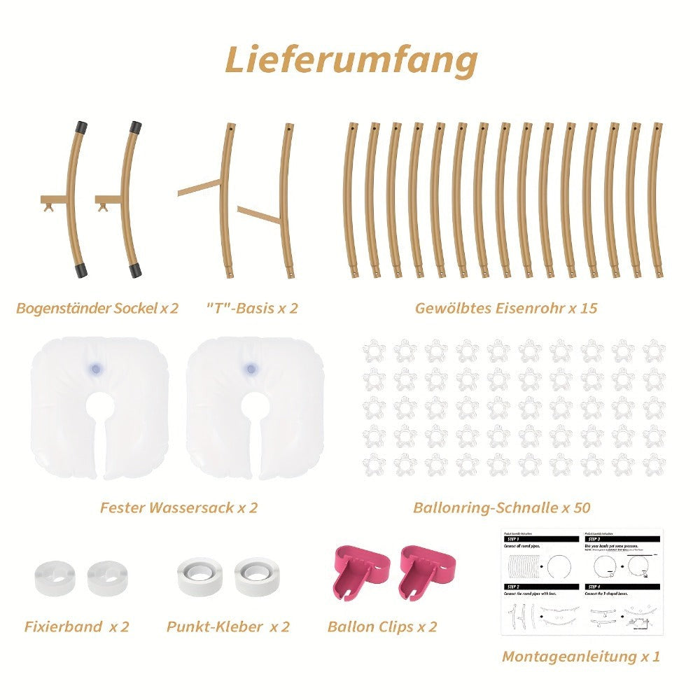 Kit de Arco de Globos Reutilizable con Soporte 2.2m/7.2ft - Dorado, Ideal para Cumpleaños, Bodas y Aniversarios, Decoración de Fiestas, Telón Fotográfico, Navidad (Globos y Plantas No Incluidos)