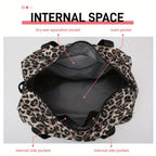 Maleta moderna con estampado de leopardo y amplio espacio, con compartimento separado para zapatos, correa de hombro ajustable, ideal para el gimnasio, yoga y escapadas de fin de semana, así como actividades de ocio y camping al aire libre