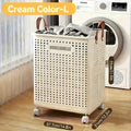 Cesta de Ropa Grande Plegable con Ruedas, Cuero Sintético Color Sólido, Versátil y Portátil para Almacenamiento en Baño y Balcón, 15.8/205GaA, Varios Tamaños Disponibles, Bolsa de Ropa para Lavandería, Cestas de Ropa