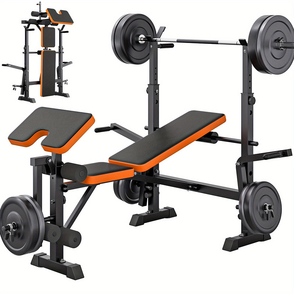 Banco de Pesas Ajustable Todo en Uno: Estación Multifuncional para Sentadillas, Extensión de Piernas y Flexiones Mariposa para Entrenamientos Corporales Completos en Casa