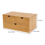 Organizadores de escritorio | Organizador de escritorio de bambú, con 3 cajones, material natural, caja de almacenamiento para ahorrar espacio