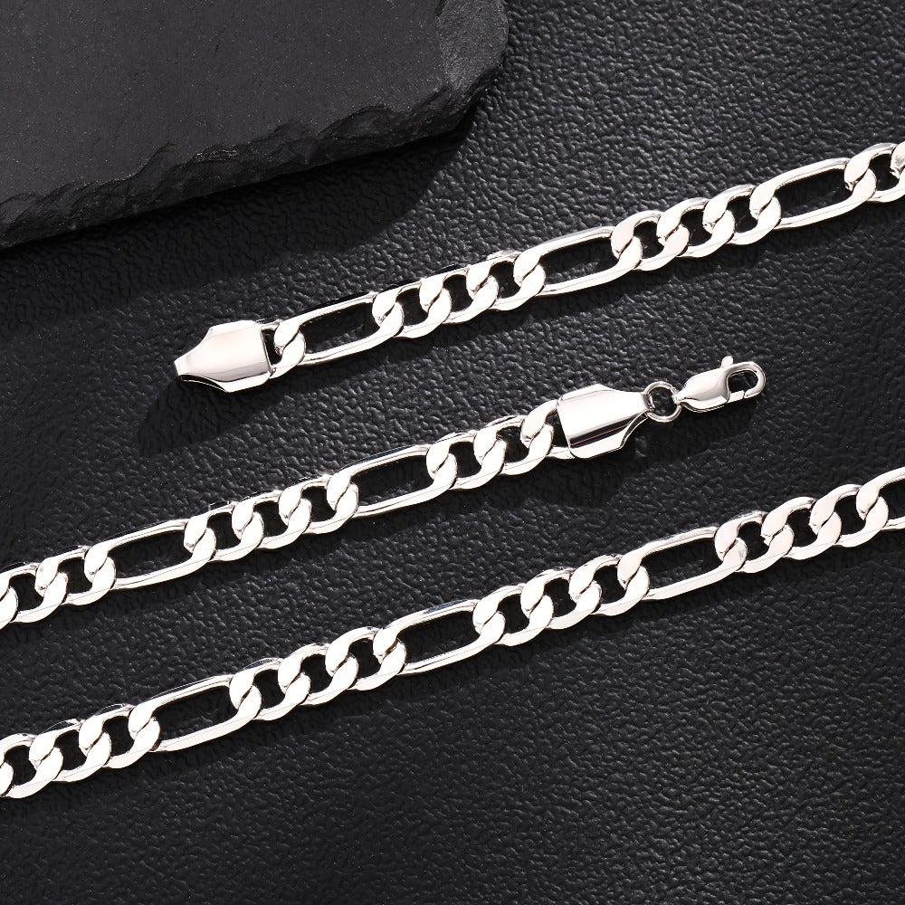 ARTPAGE Cadena Plateada 925 de Plata Esterlina Collar de Moda Figaro Plateado Collar de Moda Urbana Encanto Unisex Regalo para Hombres Día de San Valentín Día del Padre Cumpleaños Navidad con Caja de Regalo