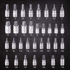 TAckLIFE Juego de 33 Piezas de Brocas Torx y Hexagonal 1/4", 3/8", 1/2" en Acero S2 y Cr-V con Estuche de Almacenamiento Duradero