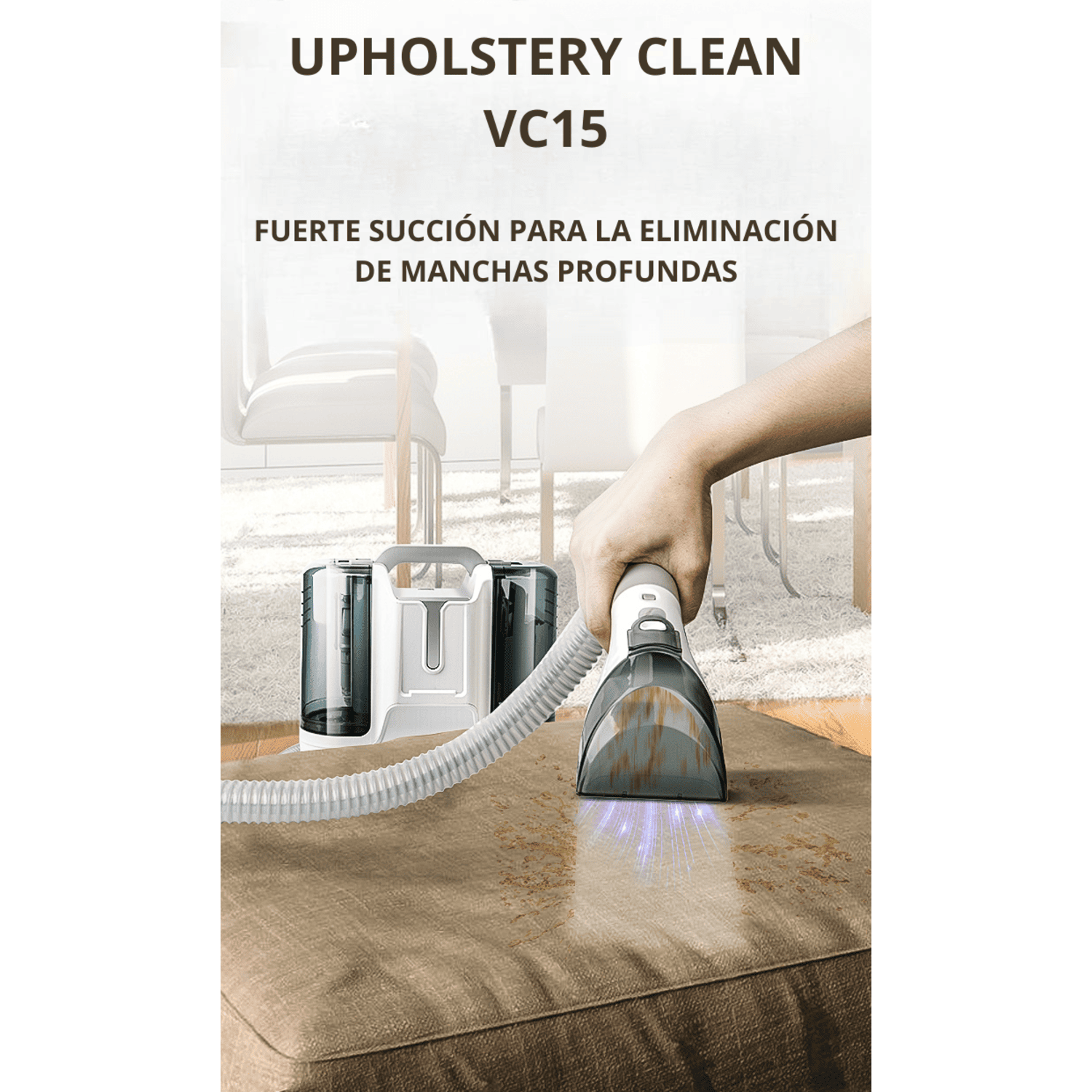 Aspirador limpia tapicerías y alfombras Limpiador de manchas multisuperficie, máquina para limpiar tapicerias, sofás, moquetas, cristales. Aspiradora de agua tapiceria con 5 accesorios