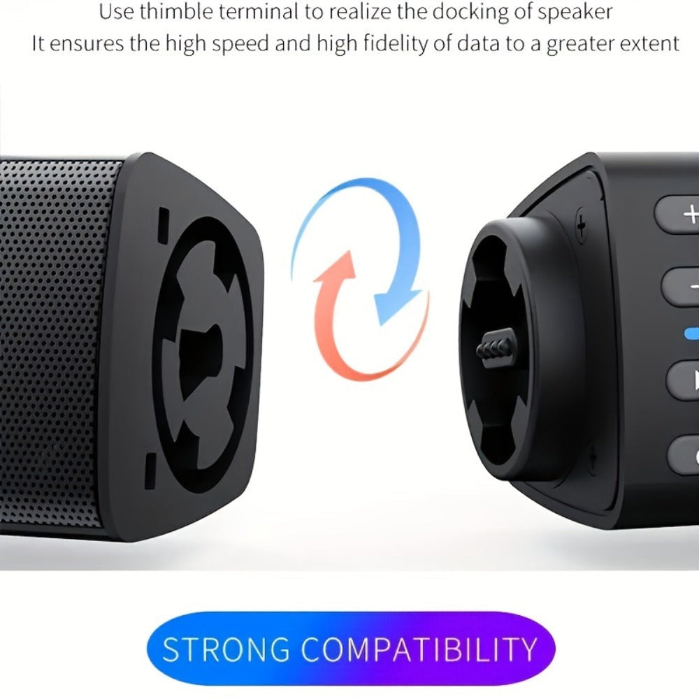 Barra de Sonido Estéreo para Smart TVs, Subwoofer sin varillas 2 en 1, Sistemas de Cine en Casa, Mejora de Graves, Conectividad Inalámbrica, TF, AUX, FM, RCA, TWS, Batería Recargable Integrada de 2000mAh, Compatible con Reproductor de DVD, TV, Computadora