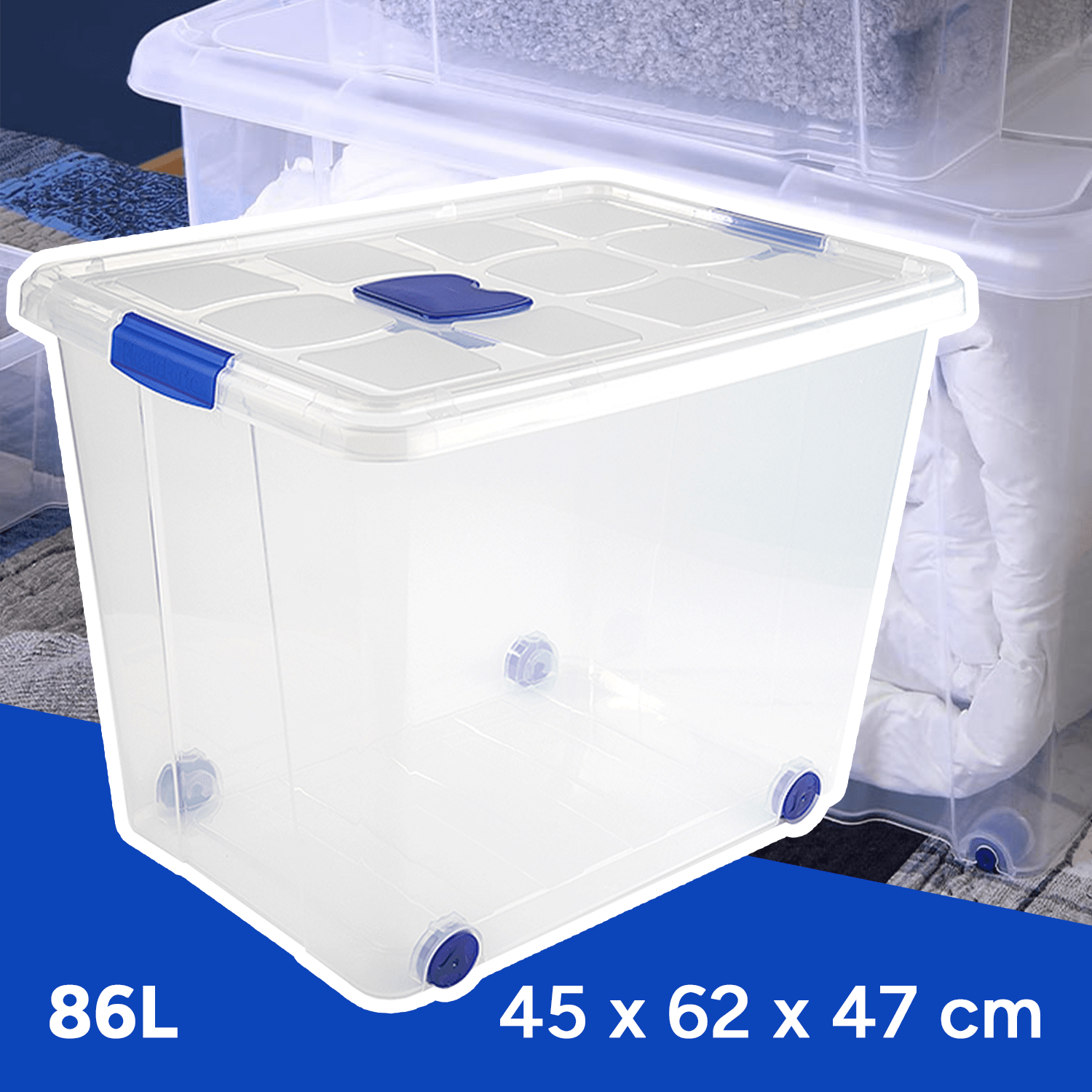Caja Almacenamiento plástico para Guardar y Ordenar Juguetes, Libros, Documentos, Ropa, Mantas. Cierre Hermético, Gran Capacidad y Resistencia - Dekohome