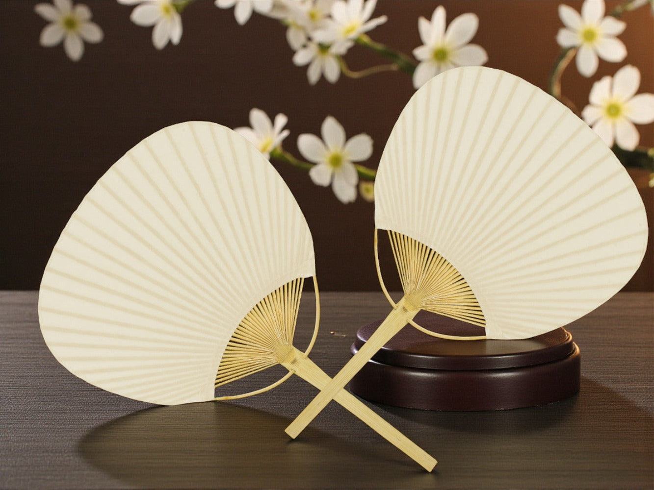 Lote de 2/10/20 abanico de bambú y papel color beige para detalles de invitadas de Boda - Regalos para invitados de boda, comuniones, bautizos, aniversarios, ideales para celebraciones, fiestas y eventos al aire libre